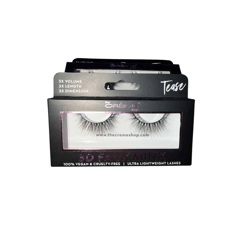 The Creme Shop Tease 3D Faux Mink Lashes Vegan Cruelty-Free FME5494 Black 2pk